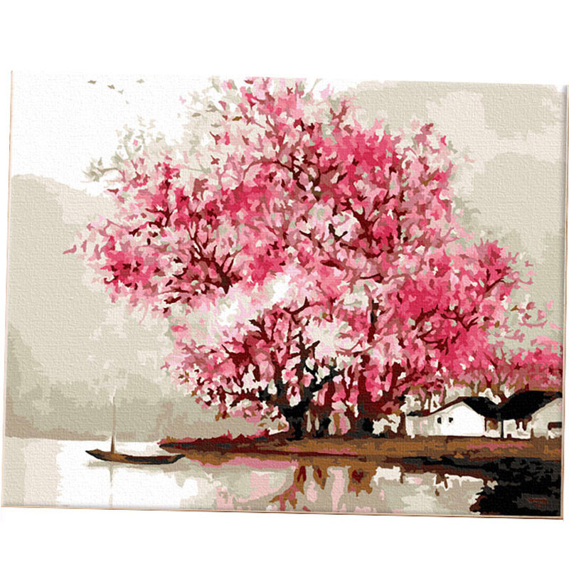 diy数字手工填色古风油彩画