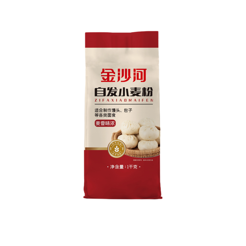 金沙河自发小麦粉1kg装中筋面粉无需酵母麦香味浓家用
