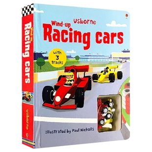 轨道玩具车书 Wind-up Racing cars 英文原版绘本 纸板书 儿童读物 英文版 进口英语书籍