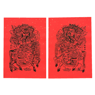 正宗传统手工木版年画朱仙镇秦叔宝尉迟恭马上鞭锏老门神秦琼敬德