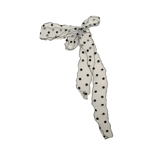 高级感蕾丝网纱波点丝巾女2025新款夏季薄款甜美百搭围巾飘带颈饰