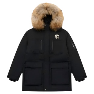 MLB官方张凌赫同款毛领情侣夹克外套男防水工装保暖女羽绒服DJB06