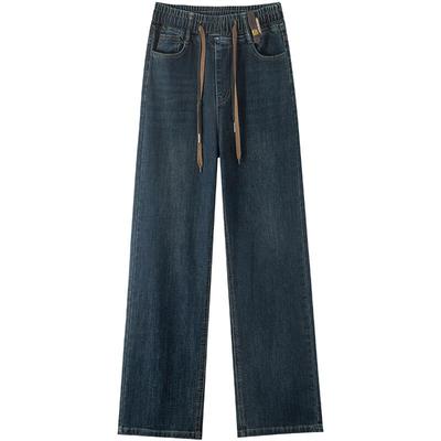 高腰加绒直筒裤长裤休闲阔腿裤