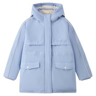 【90%羽绒&三防】eland kids衣恋童装女童羽绒服25冬新品连帽外套