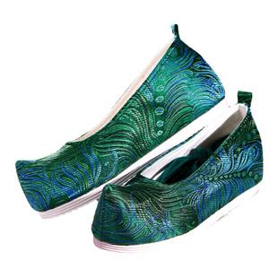 七月荷【黛绿】秋季汉服鞋女内增高旗袍鞋古装明制古风绿色织锦