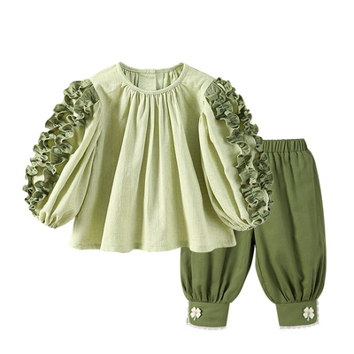 modomoma公主女童洋气花边套装