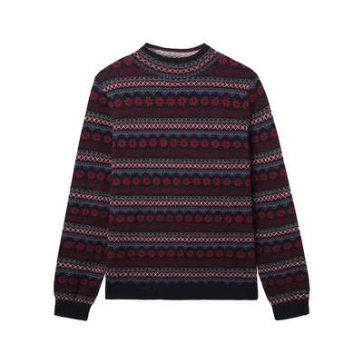 费尔岛提花半高领全羊毛针织衫女