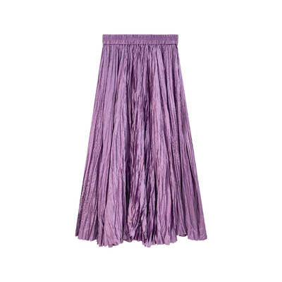 JKJS【远山暮紫】缎面压皱半身裙女2026新款新中式搭配长款半裙