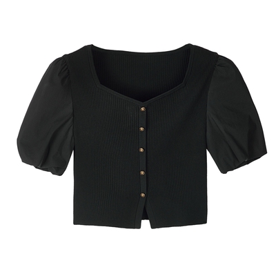 MSLAN商场同款春季泡泡袖套衫