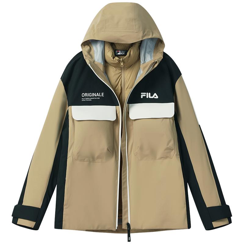 易烊千玺同款FILA 斐乐男士羽绒服两件套2025冬新款保暖连帽外套