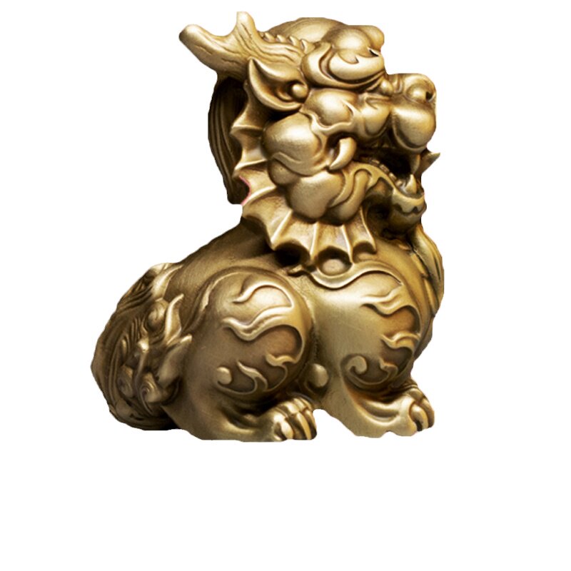 铜臻精炼铜麒麟桌面摆件