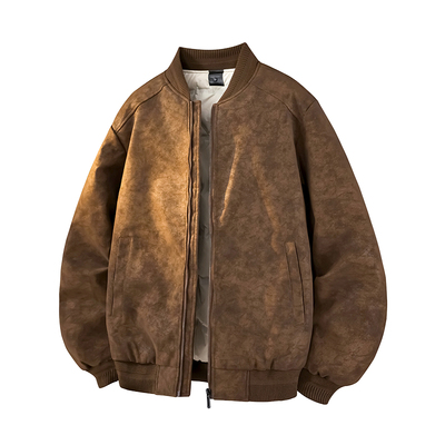 美式扎染棒球领秋冬保暖羽绒服男