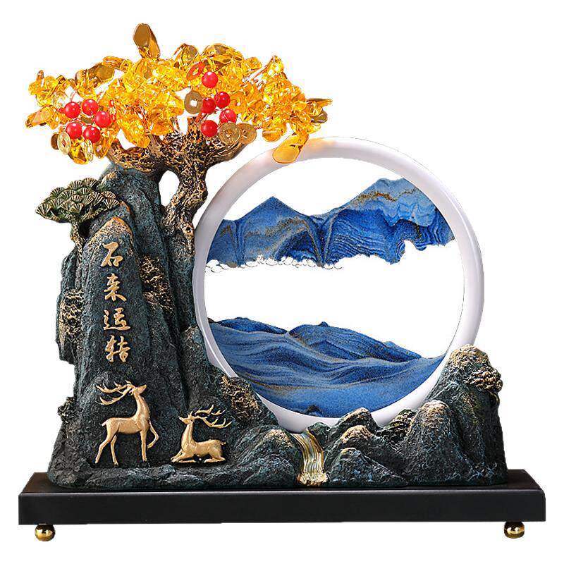 时来运转流沙画摆件客厅电视柜酒柜轻奢高档高级家居装饰品办公室