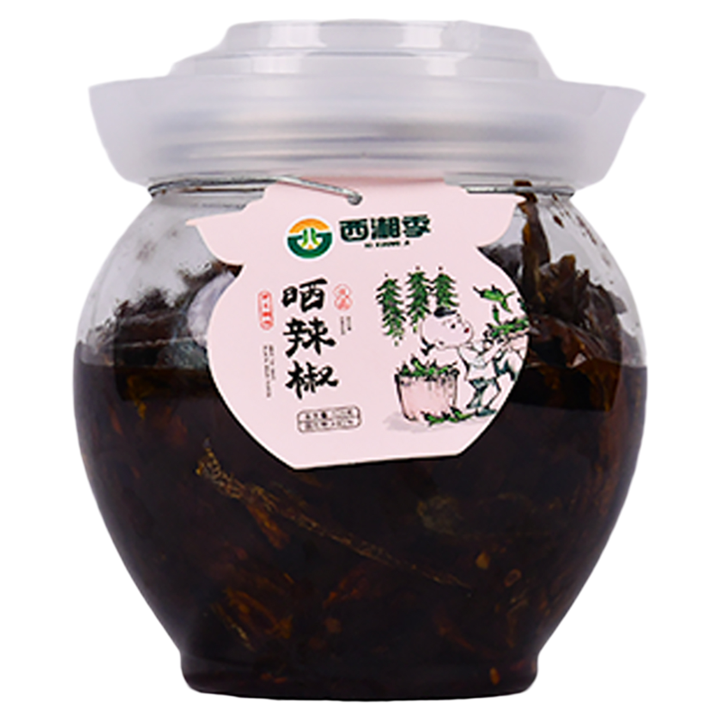 西湘季【老坛豆豉晒辣椒酱】下饭菜晒干青椒528g坛