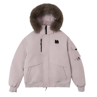 RARN工装派克羽绒服女毛领90白鸭绒紫色派克服冬季保暖防风外套男