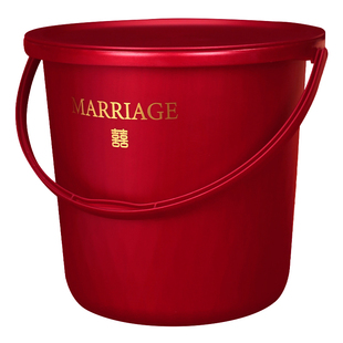结婚礼喜桶垃圾桶红色水桶女方陪嫁物品大全婚庆脸盆洗漱用品套装