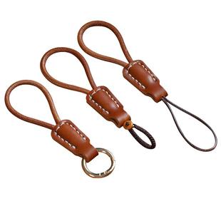 真皮简约头层牛皮钥匙扣防丢手腕挂脖相机挂绳手工编织牛皮绳结实