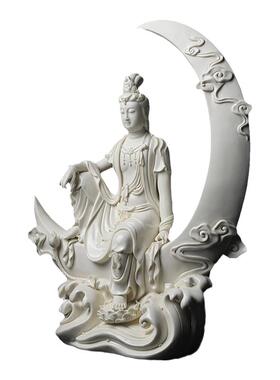 戴玉堂陶瓷摆件《水月观音仿古瓷》周金田装饰佛像观世音菩萨像