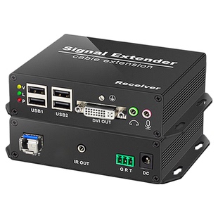 阿卡斯 DVI光端机4K高清无损USB2.0支持触摸屏打印机键盘鼠标非压缩延伸器20KM带音频实时传输器光纤延长器