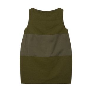 OTHERSTORE 半格胶片 分割设计缎面拼接立体花苞亚麻无袖背心裙女