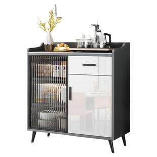 岩板餐边柜现代简约客厅小户型储物收纳玻璃门实木餐厅玄关茶水柜