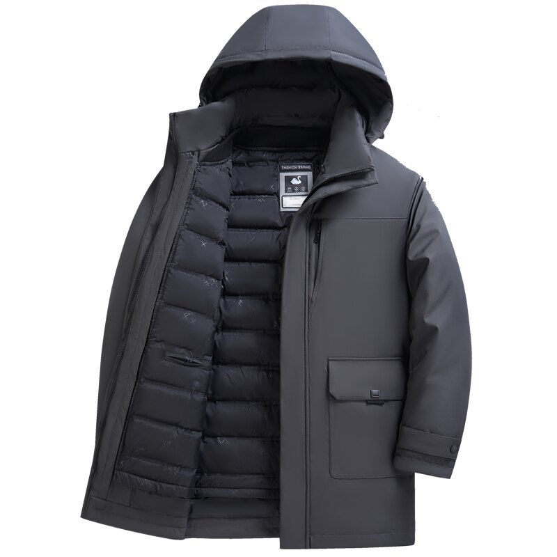【鹅绒】羽绒服男中老年加厚保暖中长款老爷车可拆卸内胆爸爸外套