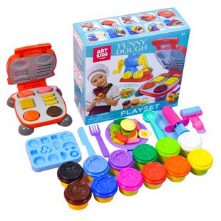 艺启乐老爸24色小麦彩泥汉堡机评测儿童橡皮泥超轻粘土沙玩具套装