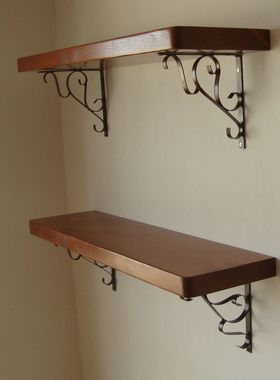 墙上置物架壁挂架多层实木书架一字复古隔板台板桌面上墙搁板定