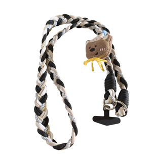 DIY卡通可爱公仔胸针配饰挂件编织带麻花尼龙斜跨长绳适用于手机壳趣味ins学生女款户外结实ccd侧肩背带挂脖
