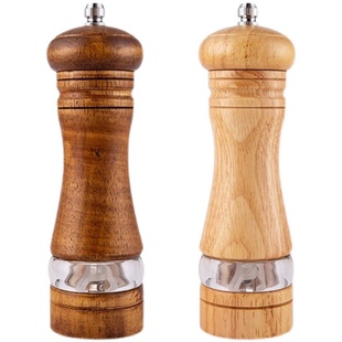 橡木复古胡椒研磨器厨房手动调味瓶木质黑胡椒粒创意家用研磨瓶