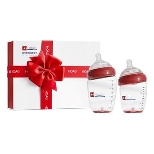 霍格Hoag玻璃奶瓶礼盒新生儿防胀气呛奶奶瓶婴儿新生0到6个月以上