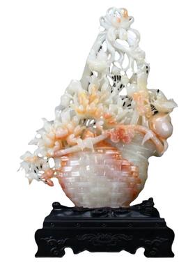 阿富汗玉石大型牡丹花开业送礼