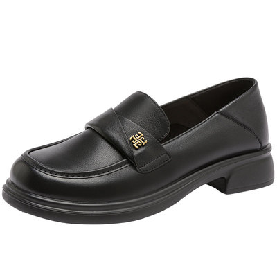 日泰女鞋软皮软底休闲圆头乐福鞋