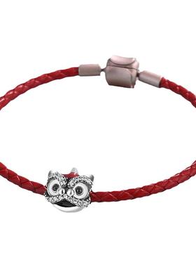 情侣编织手绳纯银皮绳民族风饰品