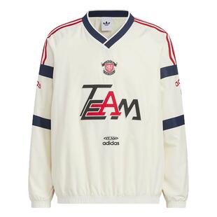 阿迪达斯男2025新款梭织运动卫衣宽松长袖球衣套头衫 KC0112 0113