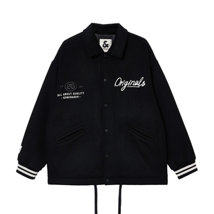 杰克琼斯冬季新款时尚潮流常规款翻领背后字母刺绣夹克外套男装