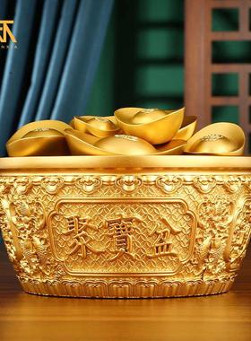 铜聚宝盆摆件麒麟聚宝盆实心黄铜家用客厅店铺摆设乔迁开业礼品
