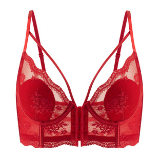 性感内衣女前扣美背轻薄蕾丝兔耳杯文胸套装女显胸型调整型胸罩