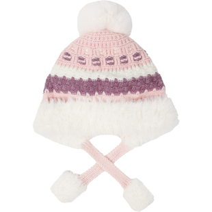 冬天女宝宝针织毛线后开帽小女孩简约风套头护耳帽儿童防寒保暖帽