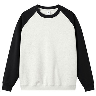 330克落肩插肩袖拼接棉质套头圆领卫衣潮流宽松上衣春秋休闲外套