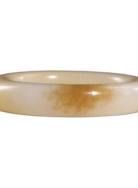 和田玉糖白一口糖素面平安戒14号