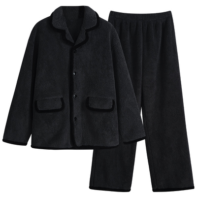 男士冬季加绒加厚保暖珊瑚绒睡衣