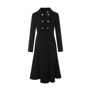 朗姿/LIME莱茵法式翻领收腰鱼尾摆连衣裙珠饰装饰高级26年春新款