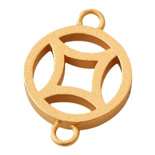 古法沙金上下孔链接镂空文字隔珠吊坠手链福财喜乐发吉禄红绳配饰