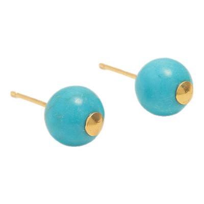 龙丰天然绿松石耳钉女款