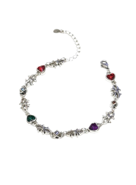 多巴胺鸢尾花彩色爱心重工手链