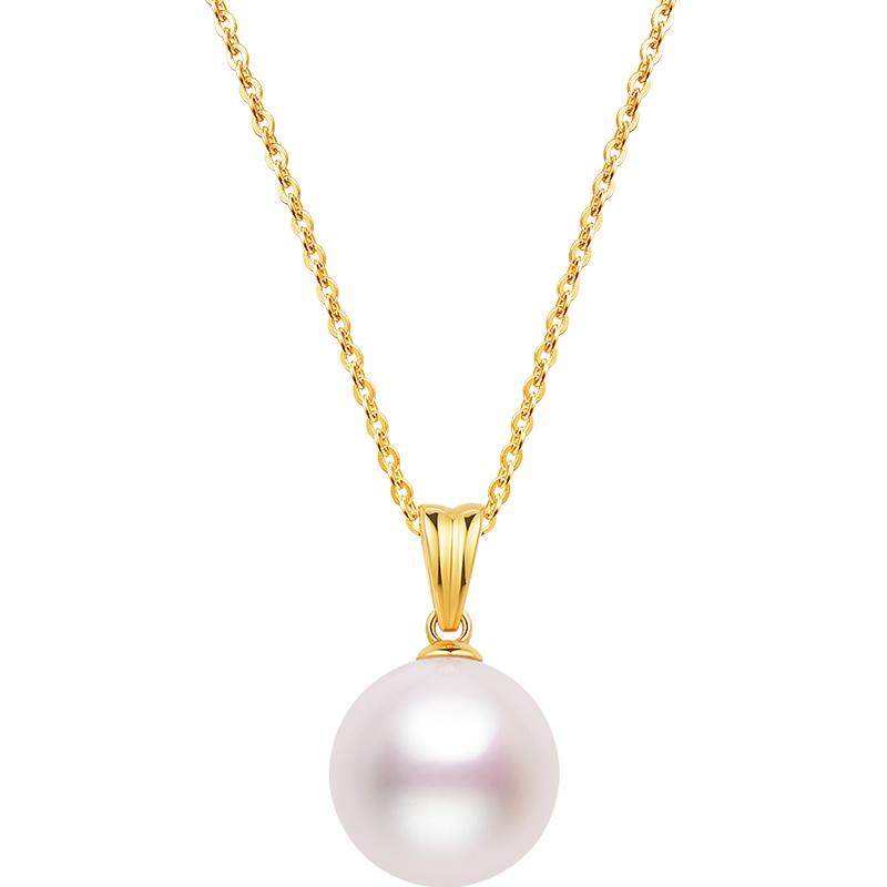 明牌珠宝18K金吊坠 珍珠项坠K黄K白无项链母亲礼物女款 CSC0084