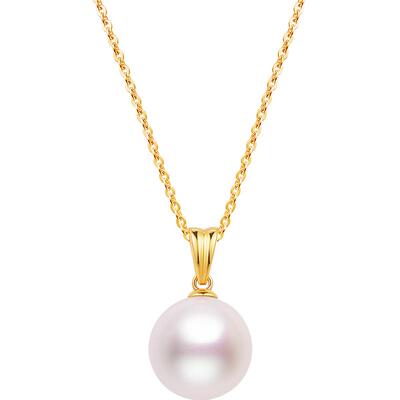 明牌珠宝18k金吊坠项坠女款珍珠