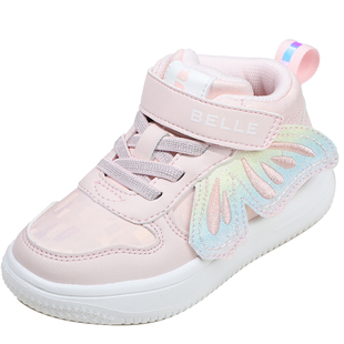 百丽童鞋儿童女童时尚百搭运动鞋春秋舒适透气休闲鞋软底高帮板鞋