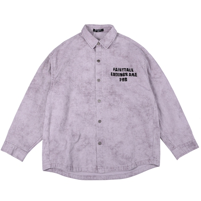 宽松扎染字母印花翻领衬衫外套